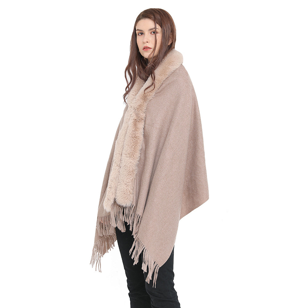 YESFASHION Spot Imitation Cashmere Shawl Thickened Dress