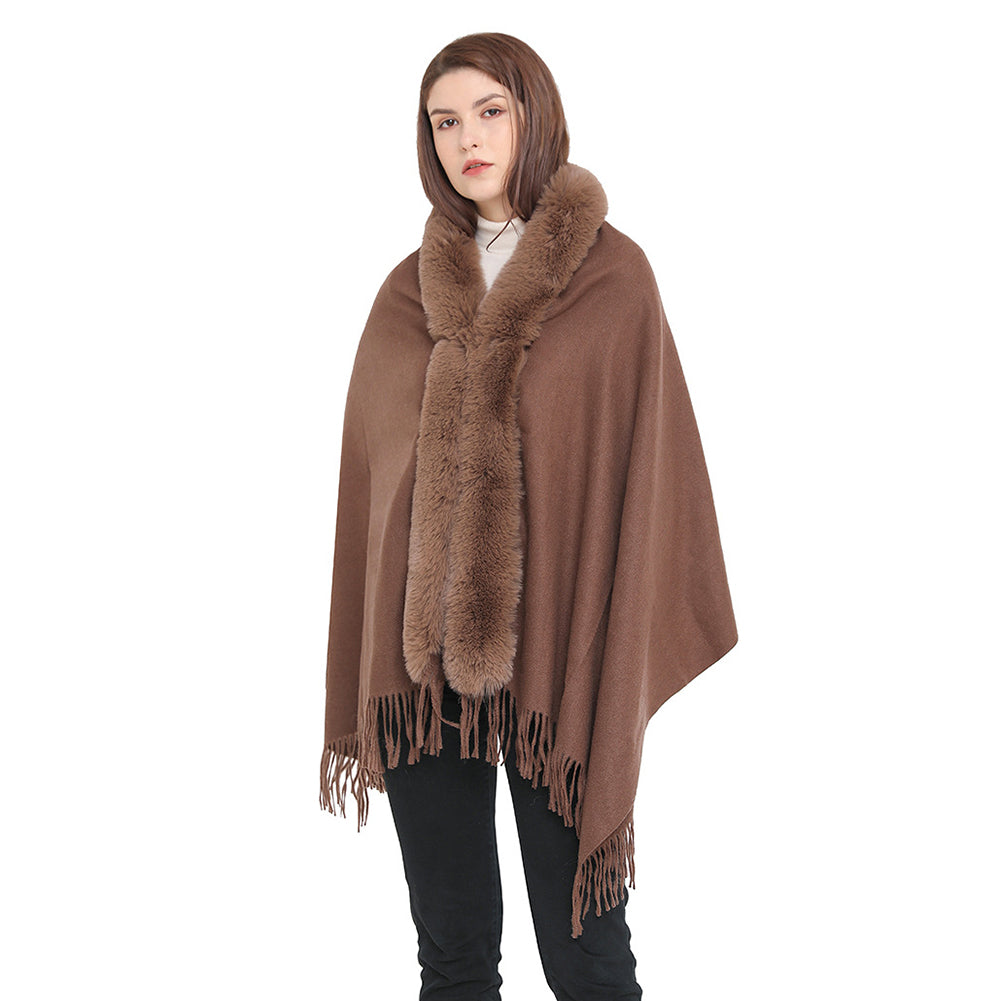 YESFASHION Spot Imitation Cashmere Shawl Thickened Dress