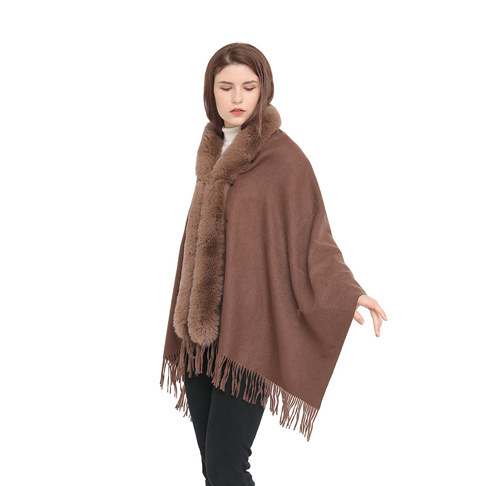 YESFASHION Spot Imitation Cashmere Shawl Thickened Dress