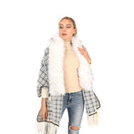 YESFASHION Fringed Long-sleeve Scarf Cape Cardigan Knitted Cape