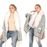YESFASHION Fringed Long-sleeve Scarf Cape Cardigan Knitted Cape