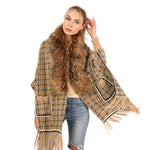 YESFASHION Fringed Long-sleeve Scarf Cape Cardigan Knitted Cape