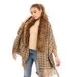 YESFASHION Fringed Long-sleeve Scarf Cape Cardigan Knitted Cape