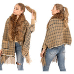 YESFASHION Fringed Long-sleeve Scarf Cape Cardigan Knitted Cape