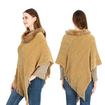YESFASHION Winter Warm Chenille Collar Cape Women Knitted Shawl