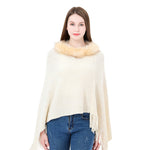YESFASHION Winter Warm Chenille Collar Cape Women Knitted Shawl