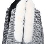 YESFASHION Collar Striped Pocket Cape Mink Fringed Knitted Sweaters