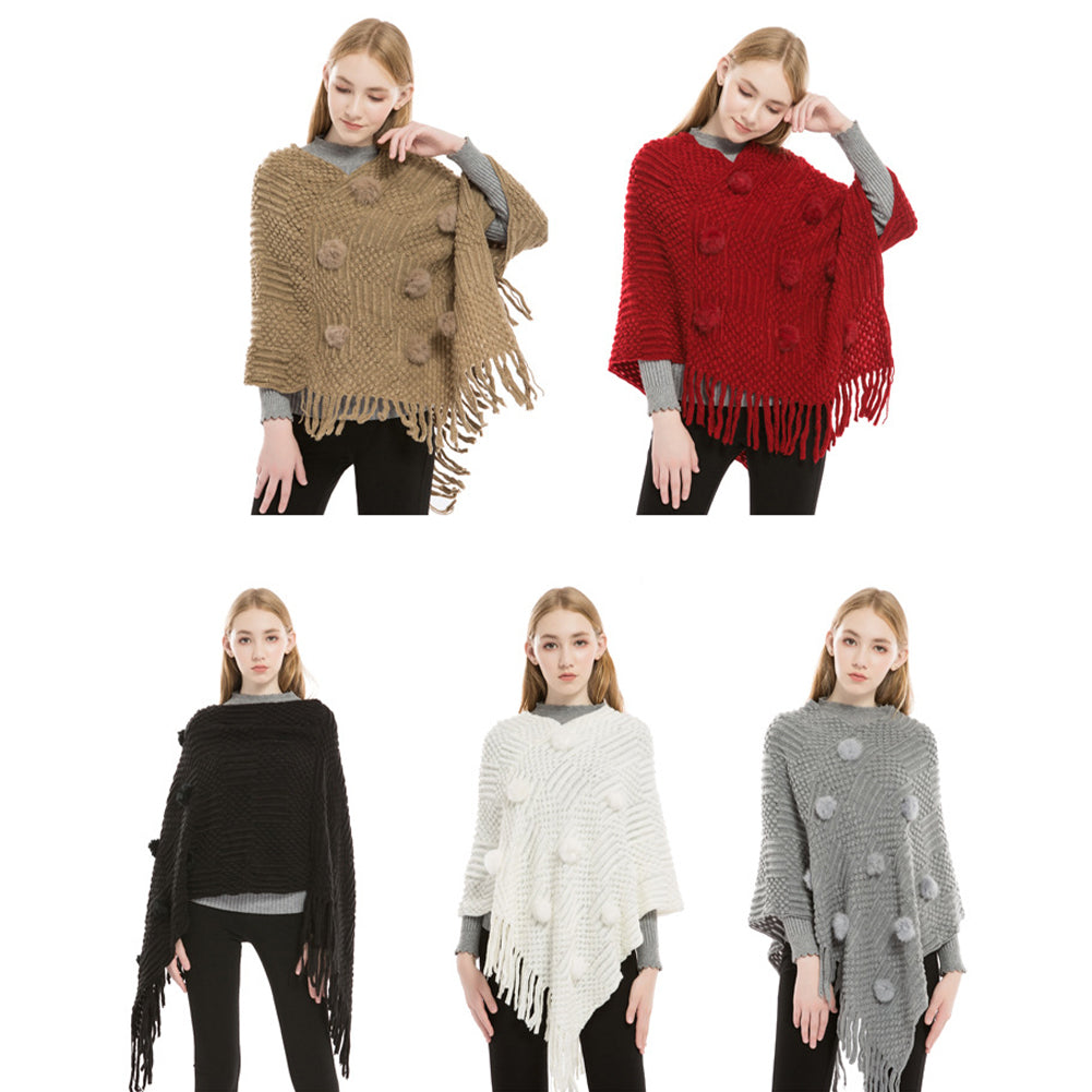 YESFASHION Faux Cashmere Thermal Plus Size Ladies Cape Shawl