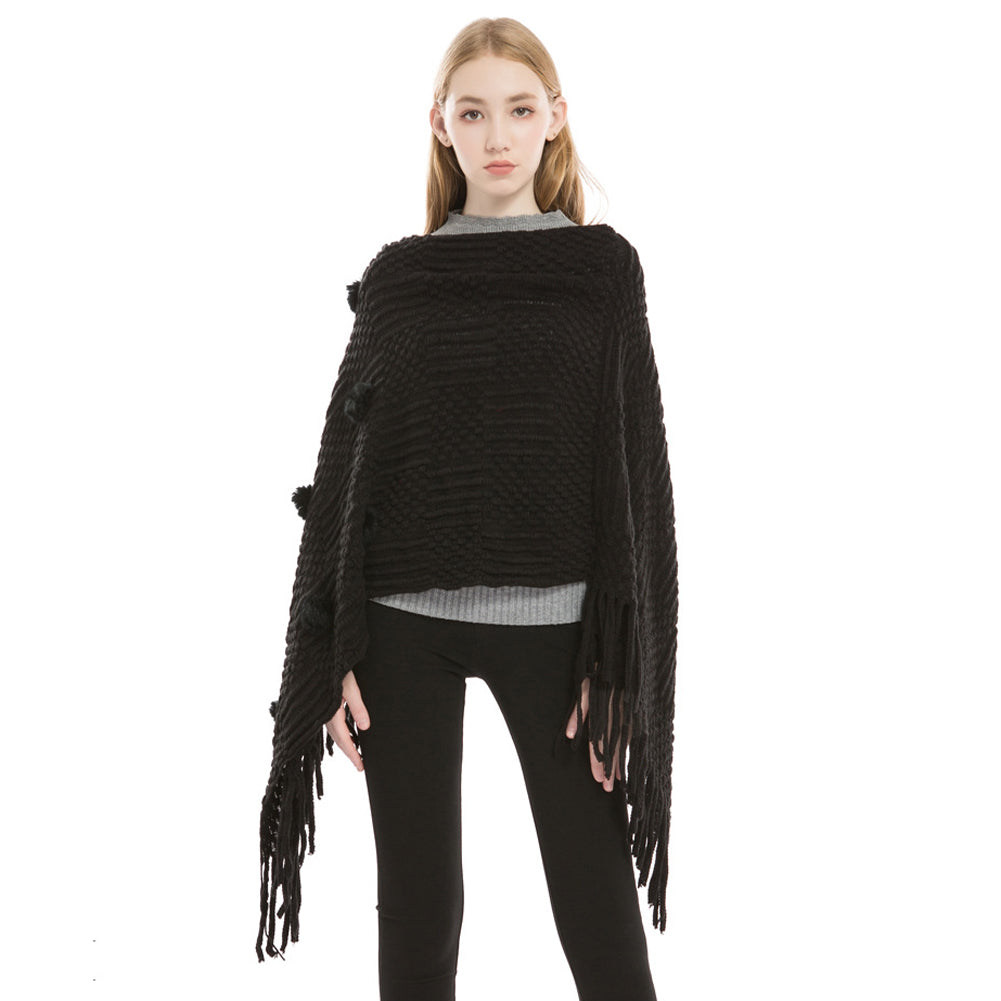 YESFASHION Faux Cashmere Thermal Plus Size Ladies Cape Shawl