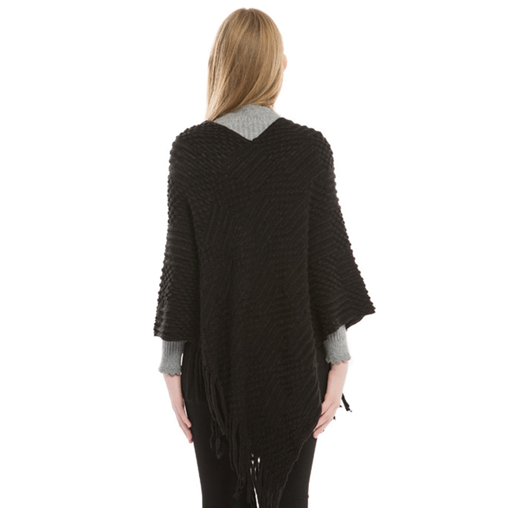 YESFASHION Faux Cashmere Thermal Plus Size Ladies Cape Shawl