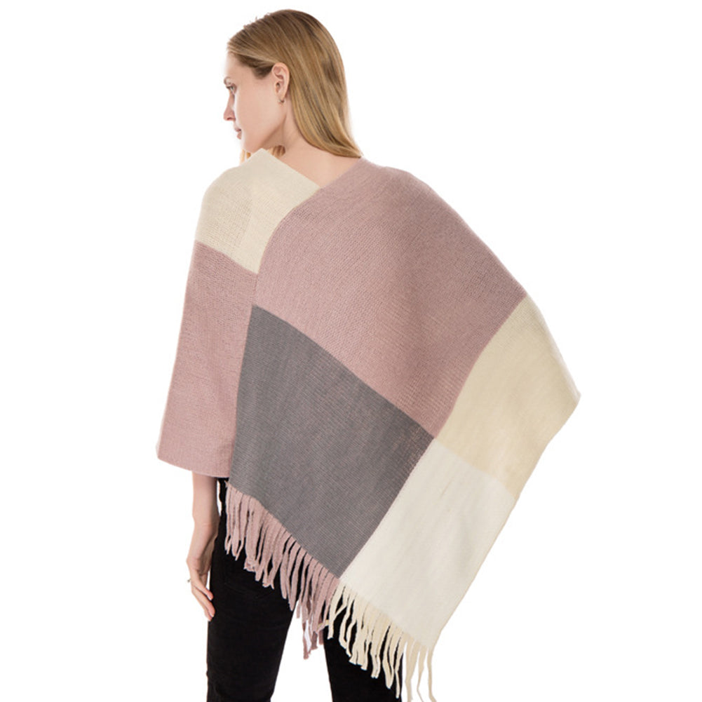 YESFASHION Fall/winter New Faux Cashmere Fringed Pullover Cape