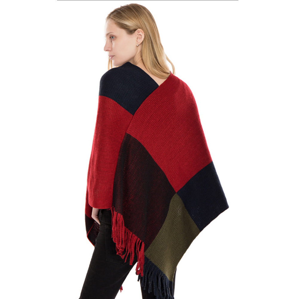 YESFASHION Fall/winter New Faux Cashmere Fringed Pullover Cape