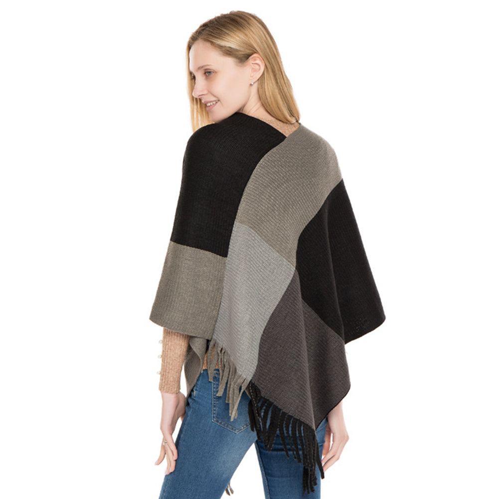 YESFASHION Fall/winter New Faux Cashmere Fringed Pullover Cape