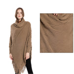 YESFASHION Turtleneck Warm Sleeves Pullover Cape