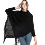 YESFASHION Turtleneck Warm Sleeves Pullover Cape