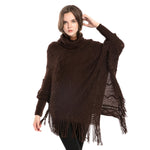 YESFASHION Turtleneck Warm Sleeves Pullover Cape