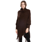 YESFASHION Turtleneck Warm Sleeves Pullover Cape