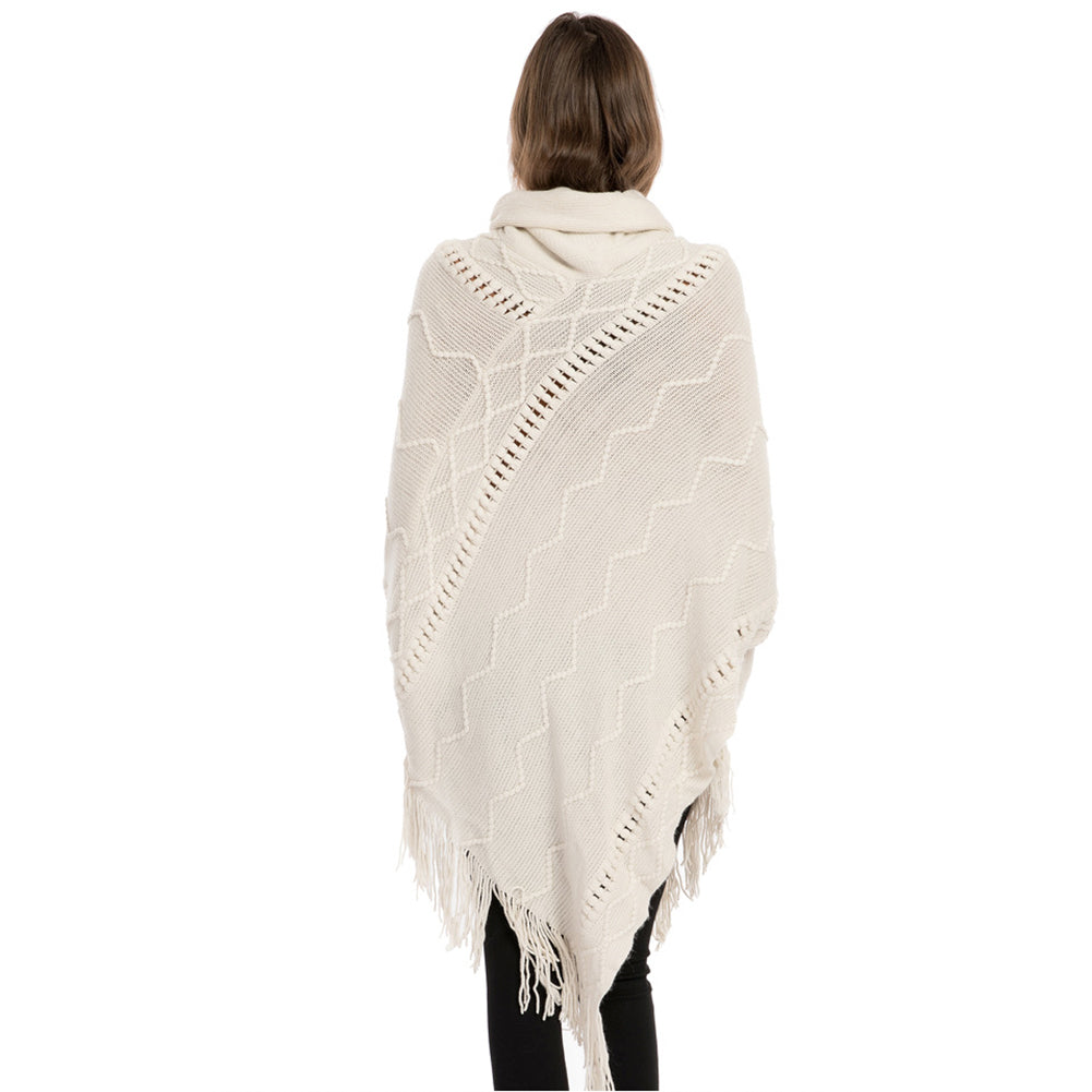 YESFASHION Turtleneck Warm Sleeves Pullover Cape