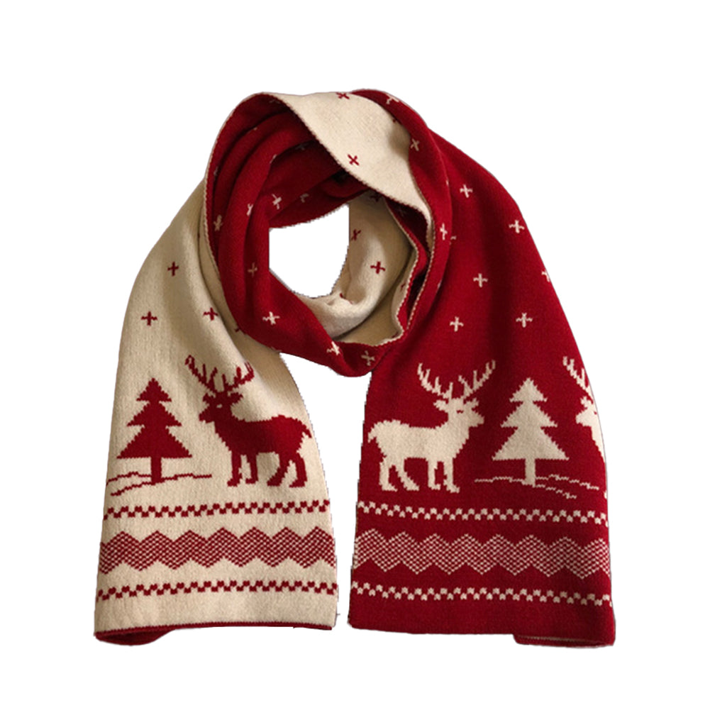 YESFASHION Christmas Gift Red Fawn Scarf Women Warm Scarf