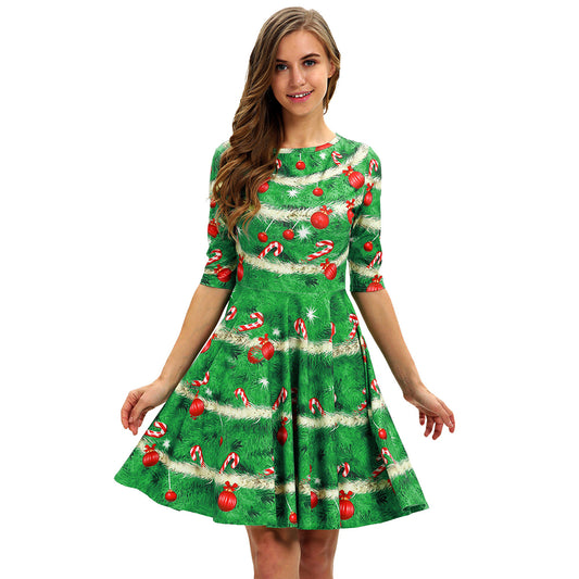 YESFASHION Christmas Clothing Cross-border Digital Women Dress