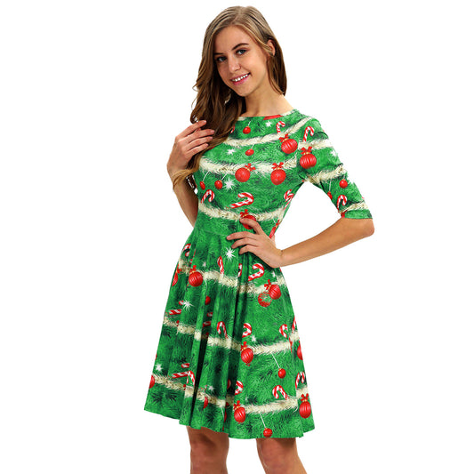 YESFASHION Christmas Clothing Cross-border Digital Women Dress