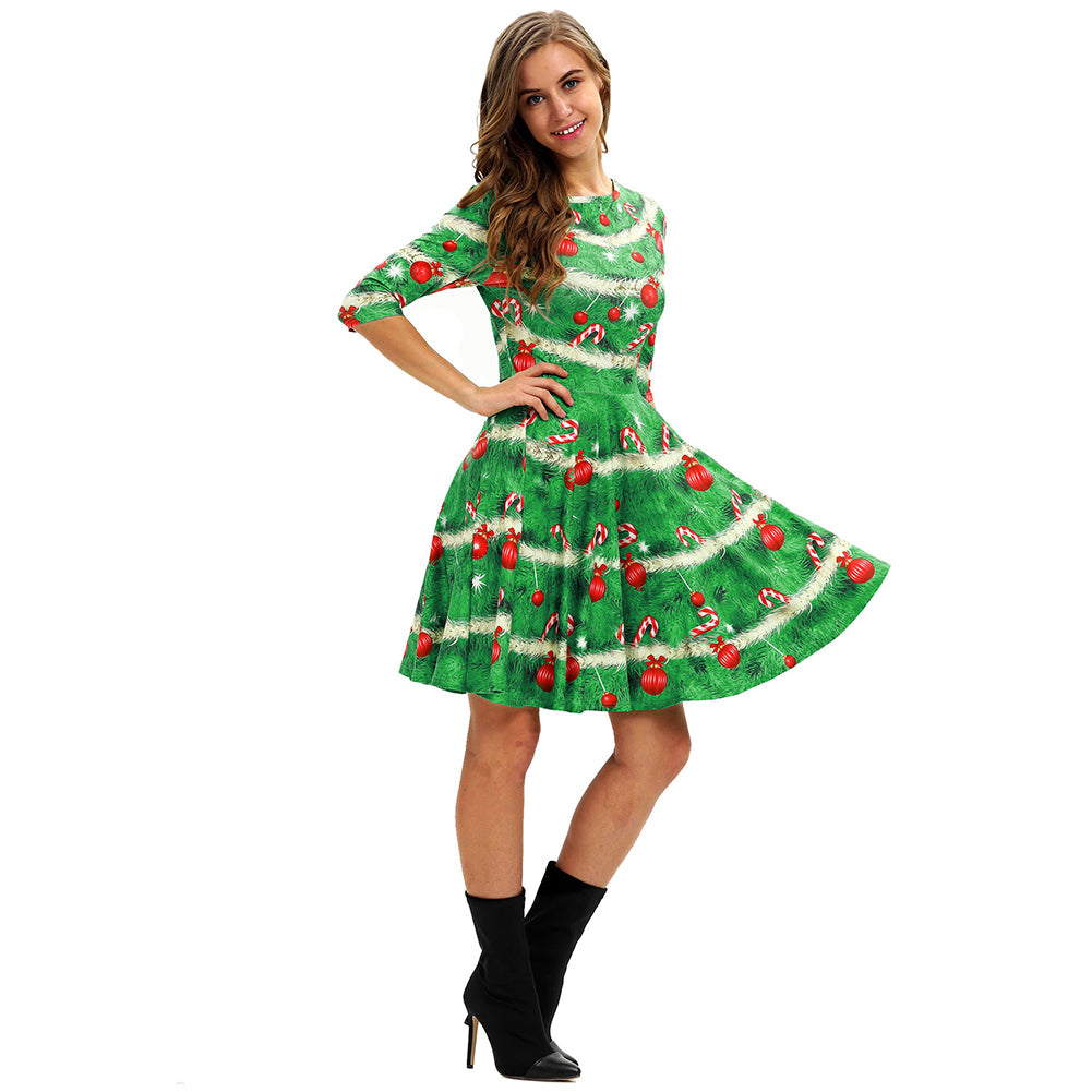 YESFASHION Christmas Clothing Cross-border Digital Women Dress