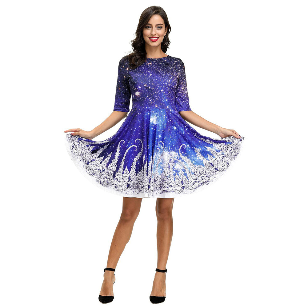 YESFASHION Christmas Clothing Cross-border Digital Women Dress