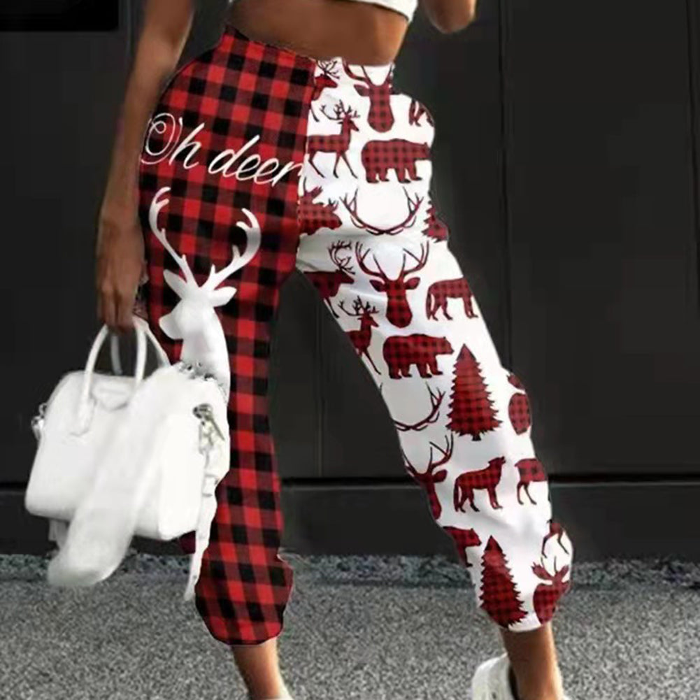 YESFASHION Women Christmas Orientation Print Fitness Sports Pants