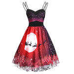 YESFASHION Women Sleeveless Christmas Vintage Swing Dress