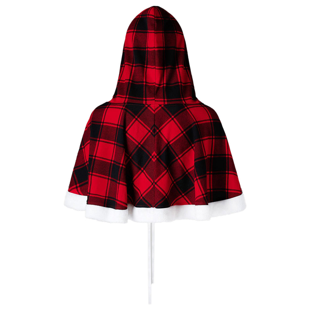 YESFASHION Plus Size Ladies Christmas Plaid Print Dress Two Piece