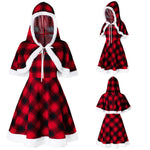 YESFASHION Plus Size Ladies Christmas Plaid Print Dress Two Piece