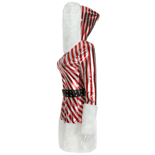 YESFASHION Hot Stamping Patent Leather Sexy Christmas Costume