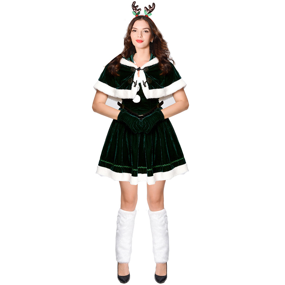 YESFASHION Cape Queen Christmas Costume Red Elk Stage Show