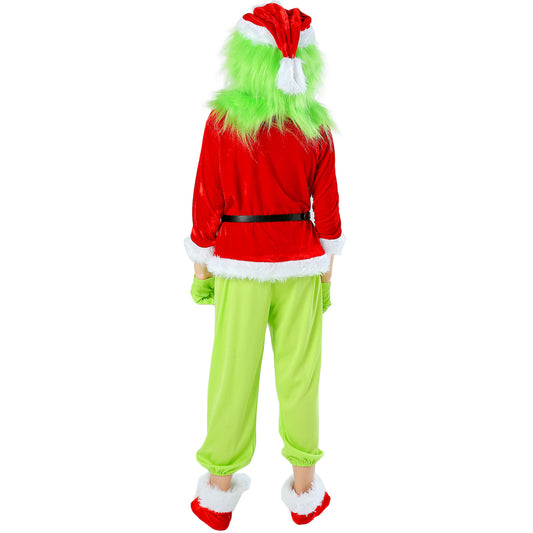 YESFASHION Children Christmas Green Hair Monster Grinch Costume Suit