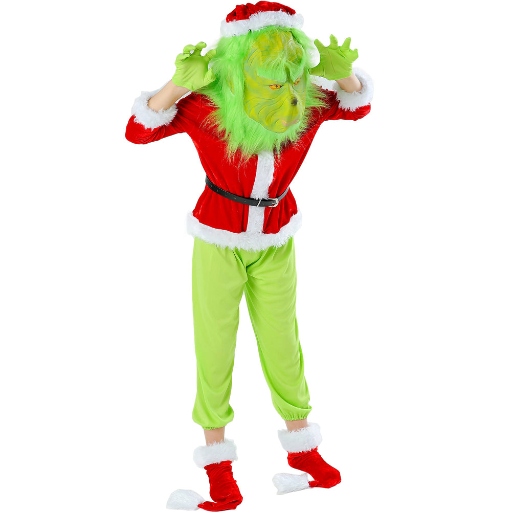 YESFASHION Children Christmas Green Hair Monster Grinch Costume Suit