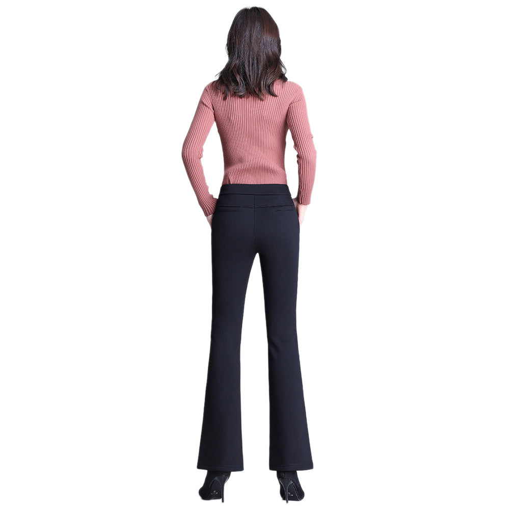 YESFASHION High Waist Bootcut Oversized Fleece Slacks Pants