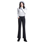YESFASHION High Waist Bootcut Oversized Fleece Slacks Pants