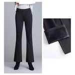 YESFASHION High Waist Bootcut Oversized Fleece Slacks Pants