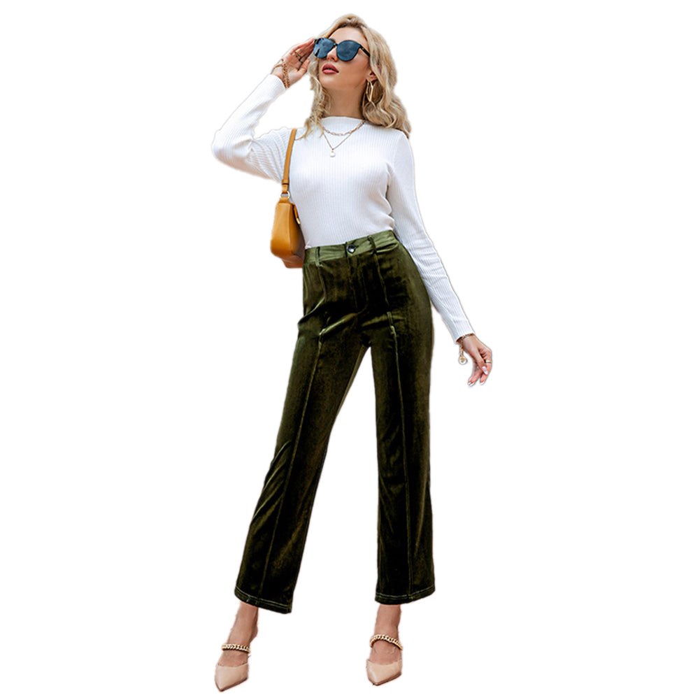 YESFASHION Women Pants Set Fashion High Waist Pants