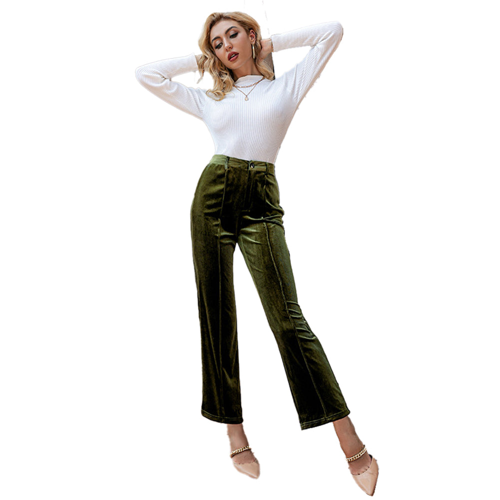 YESFASHION Women Pants Set Fashion High Waist Pants