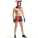 YESFASHION Pu Polyester Men Clown Suit Sexy Uniform Suit