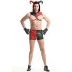 YESFASHION Pu Polyester Men Clown Suit Sexy Uniform Suit