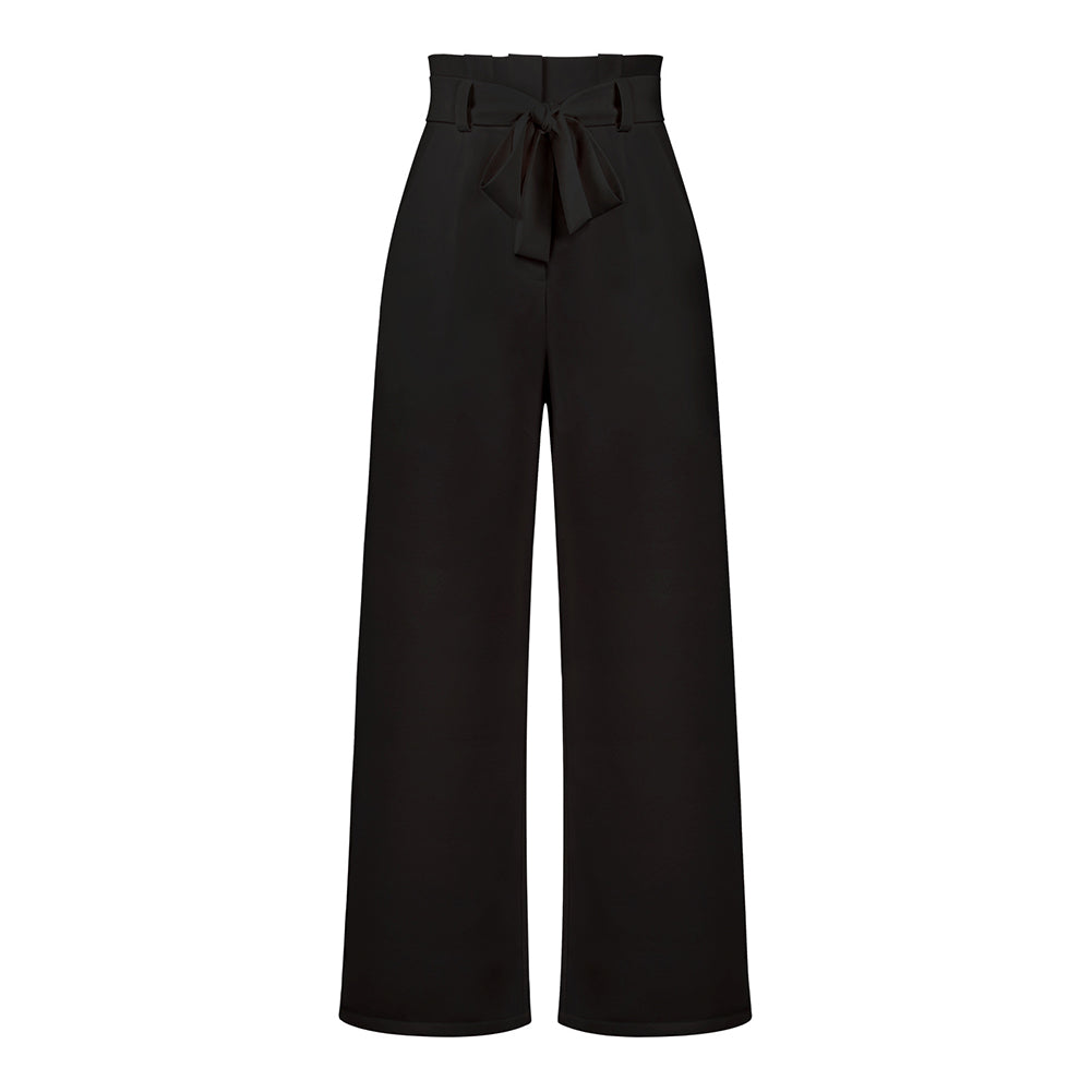 YESFASHION Casual All-match Wide-leg Trousers With Belt Pants