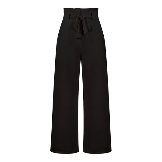 YESFASHION Casual All-match Wide-leg Trousers With Belt Pants