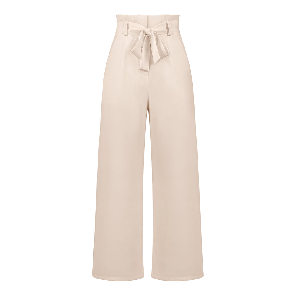 YESFASHION Casual All-match Wide-leg Trousers With Belt Pants