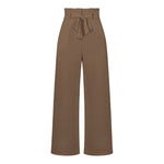 YESFASHION Casual All-match Wide-leg Trousers With Belt Pants