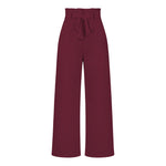 YESFASHION Casual All-match Wide-leg Trousers With Belt Pants