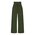 YESFASHION Casual All-match Wide-leg Trousers With Belt Pants