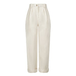 YESFASHION Women Corduroy Pocket Cropped Straight Leg Pants