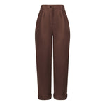 YESFASHION Women Corduroy Pocket Cropped Straight Leg Pants